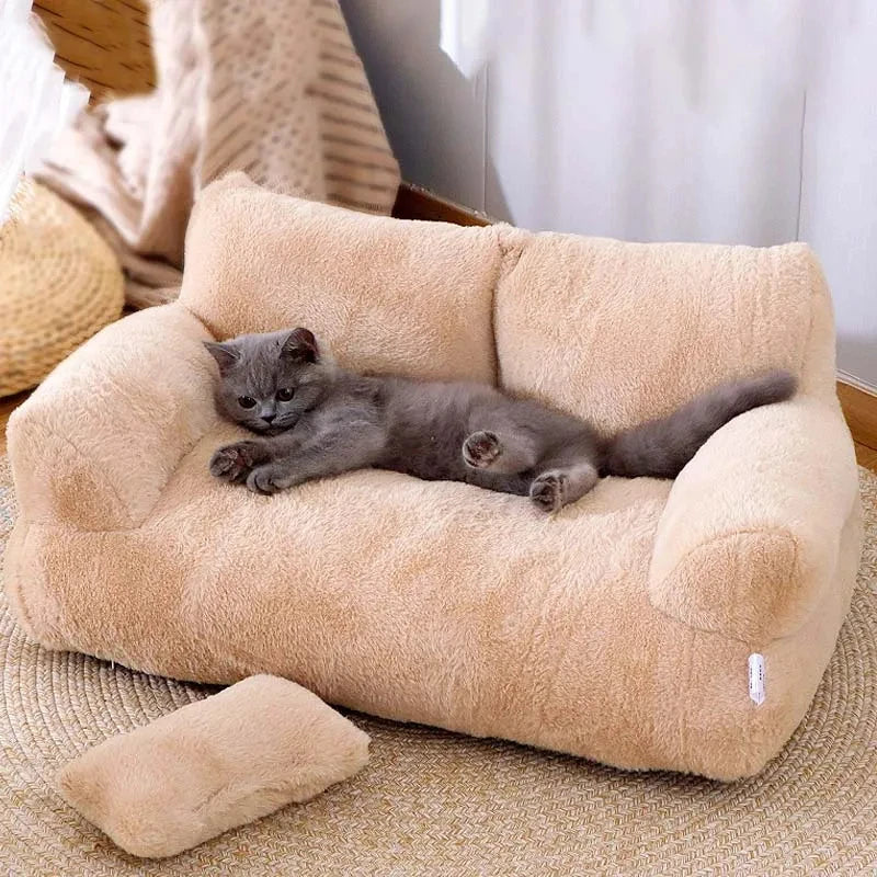 Canapé de lit pour chat de luxe Hiver Nid de chat chaud Lit pour animaux de compagnie pour petits chiens moyens Chats Lit en peluche confortable pour chiot Fournitures pour animaux de compagnie