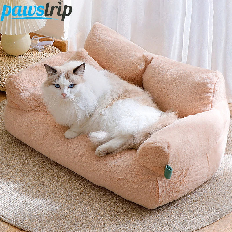 Canapé de lit pour chat de luxe Hiver Nid de chat chaud Lit pour animaux de compagnie pour petits chiens moyens Chats Lit en peluche confortable pour chiot Fournitures pour animaux de compagnie