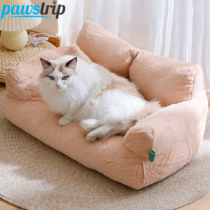 Canapé de lit pour chat de luxe Hiver Nid de chat chaud Lit pour animaux de compagnie pour petits chiens moyens Chats Lit en peluche confortable pour chiot Fournitures pour animaux de compagnie